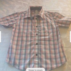 Wonder Nation Boys Size XS 4-5 Plaid Checks Button Down Short Sleeve Dress Shirt